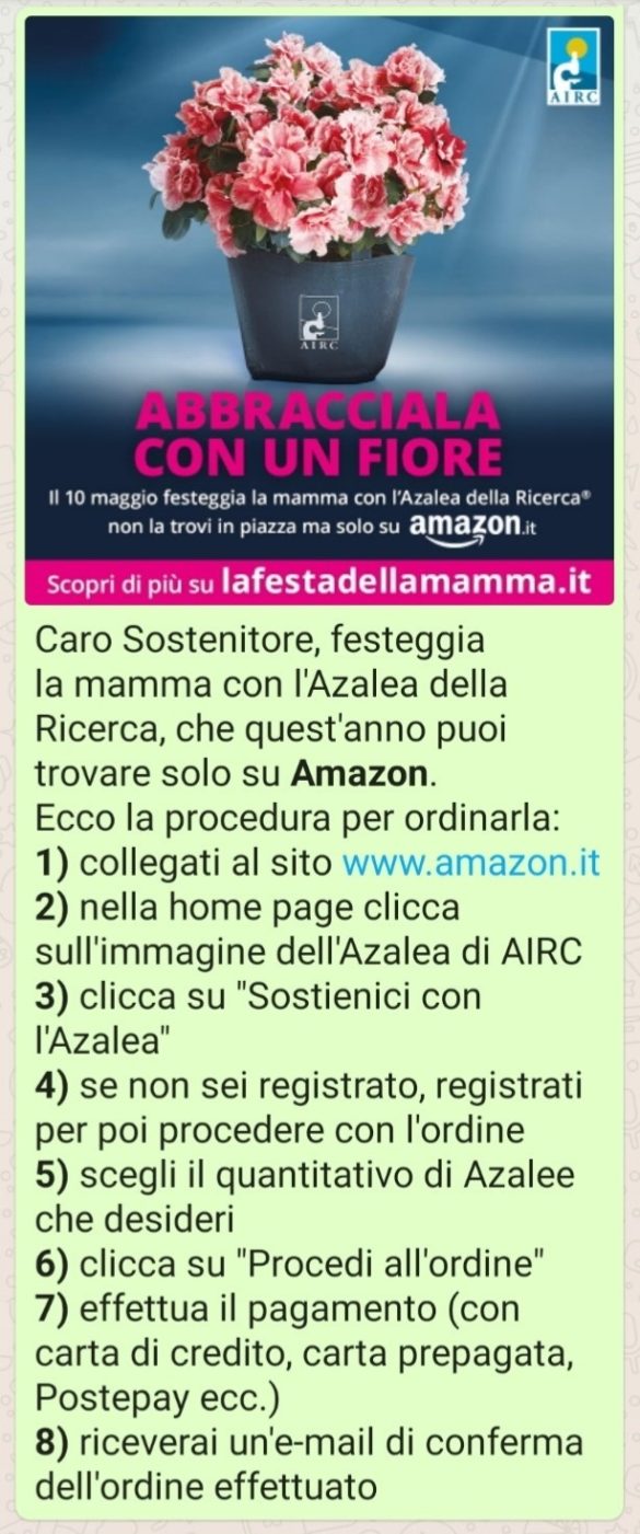 FESTA DELLA MAMMA: AIRC e Amazon insieme per la lotta al cancro